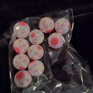 Pink Floral Glass Marbles